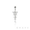 316L SURGICAL STEEL MULTI CZ BUTTERFLY DANGLE BELLY BUTTON NAVEL RING 